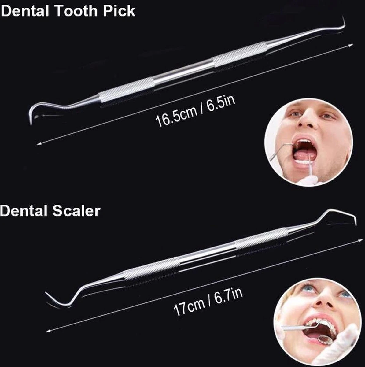 Compleet Tandarts Setje –4 Stuks Tandsteenhaakje – Tandartshaakje - Mondspiegel – Tandarts Gereedschap – Mondverzorging – Stainless Steel 4 Compleet Tandarts Setje –4 Stuks Tandsteenhaakje – Tandartshaakje - Mondspiegel – Tandarts Gereedschap – Mondverzorging – Stainless Steel - Afbeelding 4
