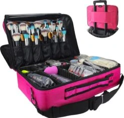 Cosmetica Koffer - Make-up Koffer Met Verstelbare Vakken - Visagie En Nagelstyliste Beauty Koffer - 40x30x14CM - Roze -Cosmetica Winkel 1200x1146