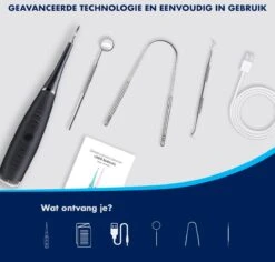 DynaBright Elektrische Tandsteen Verwijderaar - 5 Standen - 5 Delig - Incl. Professionele Tandarts Set - Tandplak - Zwart - Tong Schraper - USB - Tand Verzorging -Cosmetica Winkel 1200x1148 3