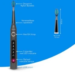 LifeGoods Elektrische Tandenborstel - Oplaadbaar - Veilig Voor Douche - 4 Opzetborstels - Zwart 11 LifeGoods Elektrische Tandenborstel - Oplaadbaar - Veilig Voor Douche - 4 Opzetborstels - Zwart -Cosmetica Winkel 1200x1150 1