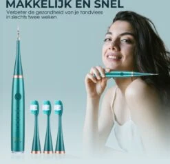 Merkloos Tandsteen Verwijderaar Elektrisch Dentect – Tandenborstel Opzetstukken - Tandarts Spiegel - 5 Standen - Groen -Cosmetica Winkel 1200x1160 4
