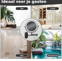 Make Up - Spiegel - Led Verlichting - 10X Vergroting - 3 Lichtstanden - Wandspiegel Rond - Badkamer - Mat Zwart - Draadloos -Cosmetica Winkel 1200x1170 2