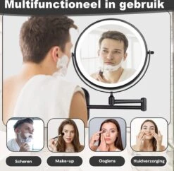 Make Up - Spiegel - Led Verlichting - 10X Vergroting - 3 Lichtstanden - Wandspiegel Rond - Badkamer - Mat Zwart - Draadloos -Cosmetica Winkel 1200x1174 1