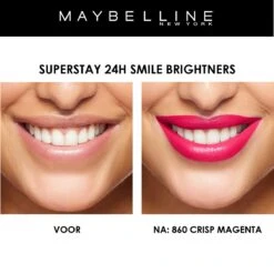 Maybelline SuperStay 24H Smile Brighters Lippenstift - 860 Crisp Magenta - Roze - Langhoudend 15 Maybelline SuperStay 24H Smile Brighters Lippenstift - 860 Crisp Magenta - Roze - Langhoudend -Cosmetica Winkel 1200x1196