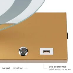 Nuvoo Make-up Spiegel - Visagie Spiegel - Hollywood Spiegel - Diameter 50cm - 3 Licht Tinten - Dimbaar - USB Telefoonoplader - Goud -Cosmetica Winkel 1200x1200 126