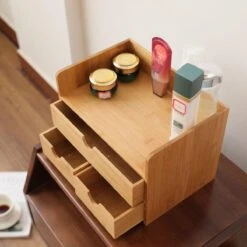 Merkloos Decopatent® Luxe Make-up Organizer Met 3 Lades - Cosmetica Organizer Make Up Met Schuiflade Bamboe Hout - Cosmeticahouder - Toren -Cosmetica Winkel 1200x1200 137