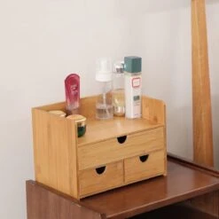 Merkloos Decopatent® Luxe Make-up Organizer Met 3 Lades - Cosmetica Organizer Make Up Met Schuiflade Bamboe Hout - Cosmeticahouder - Toren -Cosmetica Winkel 1200x1200 138