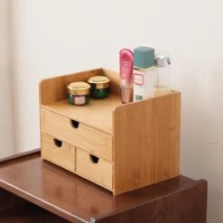 Merkloos Decopatent® Luxe Make-up Organizer Met 3 Lades - Cosmetica Organizer Make Up Met Schuiflade Bamboe Hout - Cosmeticahouder - Toren -Cosmetica Winkel 1200x1200 141