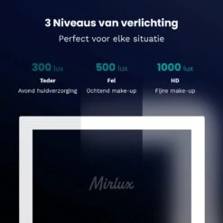 Mirlux Hollywood Spiegel Met Verlichting - Make Up - Visagie - Dimbaar LED Lampen Licht - Zwart -Cosmetica Winkel 1200x1200 166