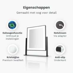 Mirlux Hollywood Spiegel Met Verlichting - Make Up - Visagie - Dimbaar LED Lampen Licht - Zwart -Cosmetica Winkel 1200x1200 168
