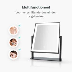 Mirlux Hollywood Spiegel Met Verlichting - Make Up - Visagie - Dimbaar LED Lampen Licht - Zwart -Cosmetica Winkel 1200x1200 169