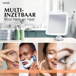 Melodii ML10X - Make Up Spiegel Met LED Verlichting - Scheerspiegel - 10x Vergroting - Met Tru-Daylight Verlichting - Voor Hem En Voor Haar -Cosmetica Winkel 1200x1200 18