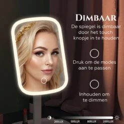 HighHome - Make Up Spiegel Met Led Verlichting - Inclusief 10x Spiegel - 3 Warmtes - 360 °C Draaibaar 11 HighHome - Make Up Spiegel Met Led Verlichting - Inclusief 10x Spiegel - 3 Warmtes - 360 °C Draaibaar -Cosmetica Winkel 1200x1200