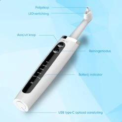 DEN-T® PRO P350 Elektrische Tandenpolijster - Wit - 5 Standen - 5 Opzetstukken - Polijstmachine - Polijstset - Tanden Polijsten - -Cosmetica Winkel 1200x1200 339