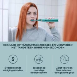Merkloos Tandsteen Verwijderaar Elektrisch Dentect – Tandenborstel Opzetstukken - Tandarts Spiegel - 5 Standen - Groen -Cosmetica Winkel 1200x1200 405