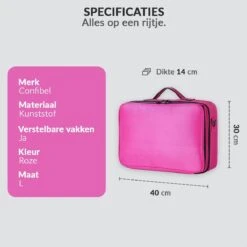 Cosmetica Koffer - Make-up Koffer Met Verstelbare Vakken - Visagie En Nagelstyliste Beauty Koffer - 40x30x14CM - Roze -Cosmetica Winkel 1200x1200 93
