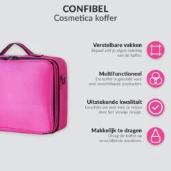 Cosmetica Koffer - Make-up Koffer Met Verstelbare Vakken - Visagie En Nagelstyliste Beauty Koffer - 40x30x14CM - Roze -Cosmetica Winkel 1200x1200 95