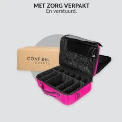 Cosmetica Koffer - Make-up Koffer Met Verstelbare Vakken - Visagie En Nagelstyliste Beauty Koffer - 40x30x14CM - Roze -Cosmetica Winkel 1200x1200 97