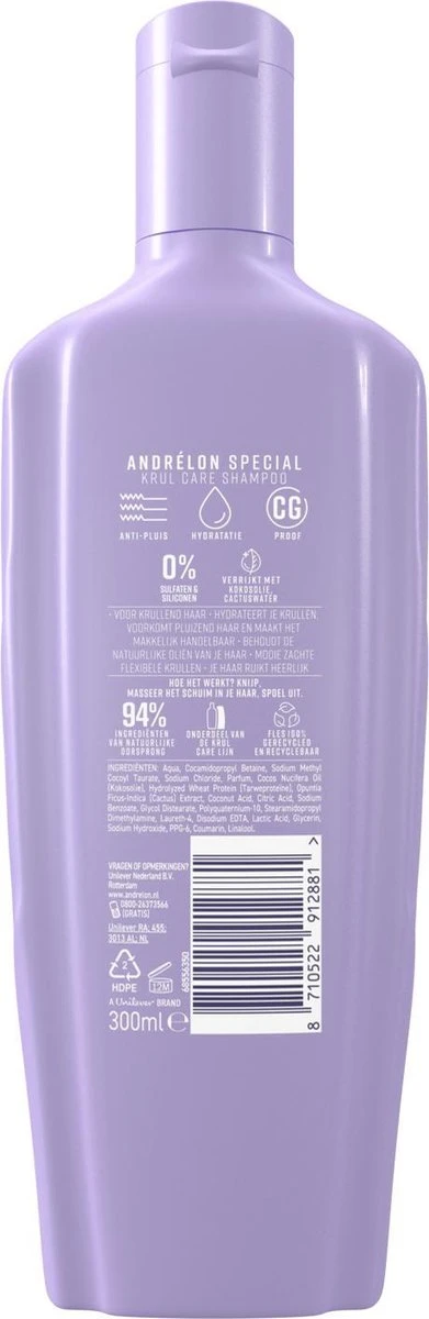 Andrélon Krul Care Shampoo - 6 X 300 Ml - Voordeelverpakking 6 Andrélon Krul Care Shampoo - 6 X 300 Ml - Voordeelverpakking - Afbeelding 6